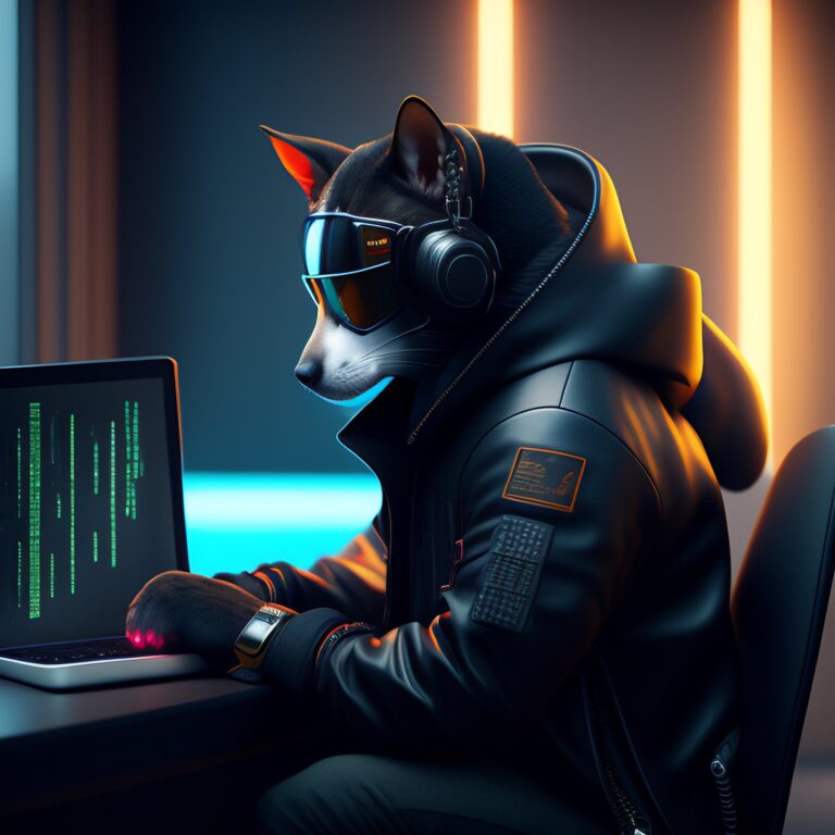 3d rendered jetpack cyberpunk hacker rat inside th